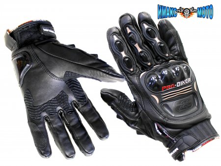 Перчатки PRO-Biker mcs-06 кожа (черные) вилка на пальце