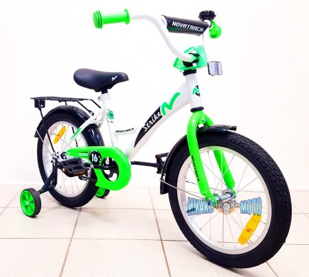 Велосипед Novatrack Strike 16’’ белый с зеленым