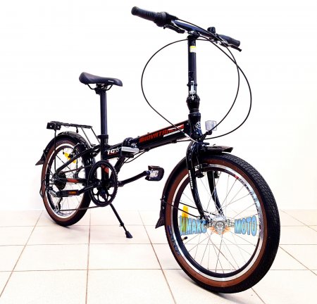 Велосипед Novatrack 20" черный, складной AL. 6 ск.